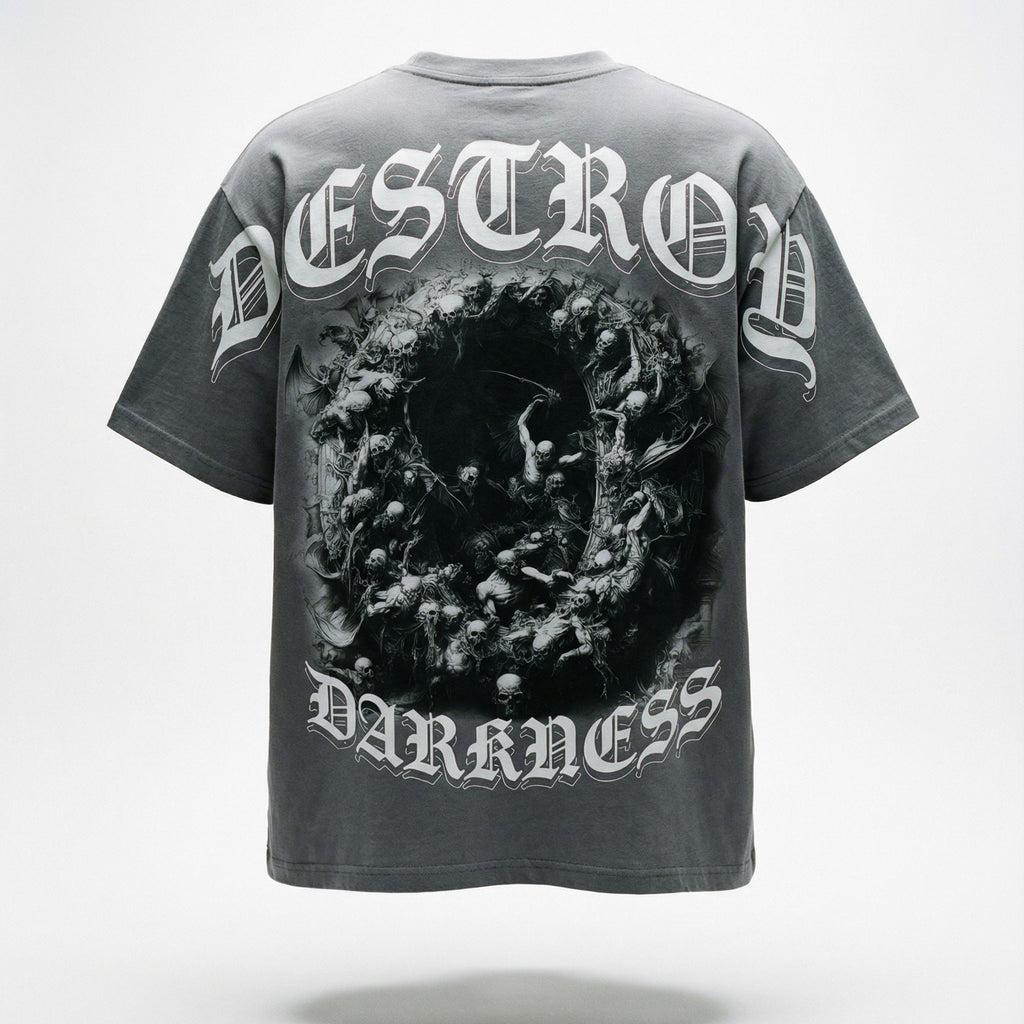 OATH & HONOR DESTROY DARKNESS CLASSIC OVERSIZED TEE - ACID WASH BLACK