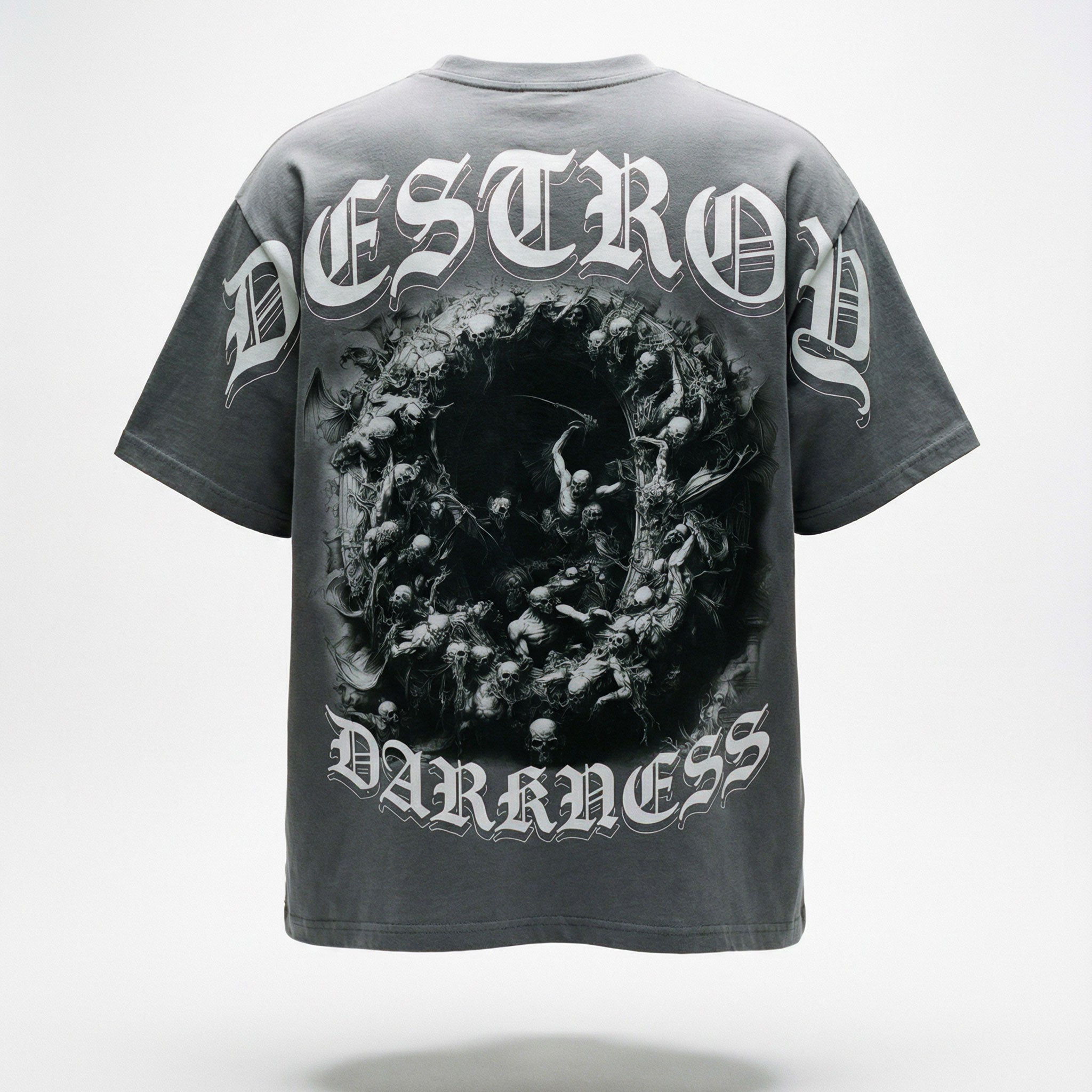 OATH & HONOR DESTROY DARKNESS CLASSIC OVERSIZED TEE - ACID WASH BLACK