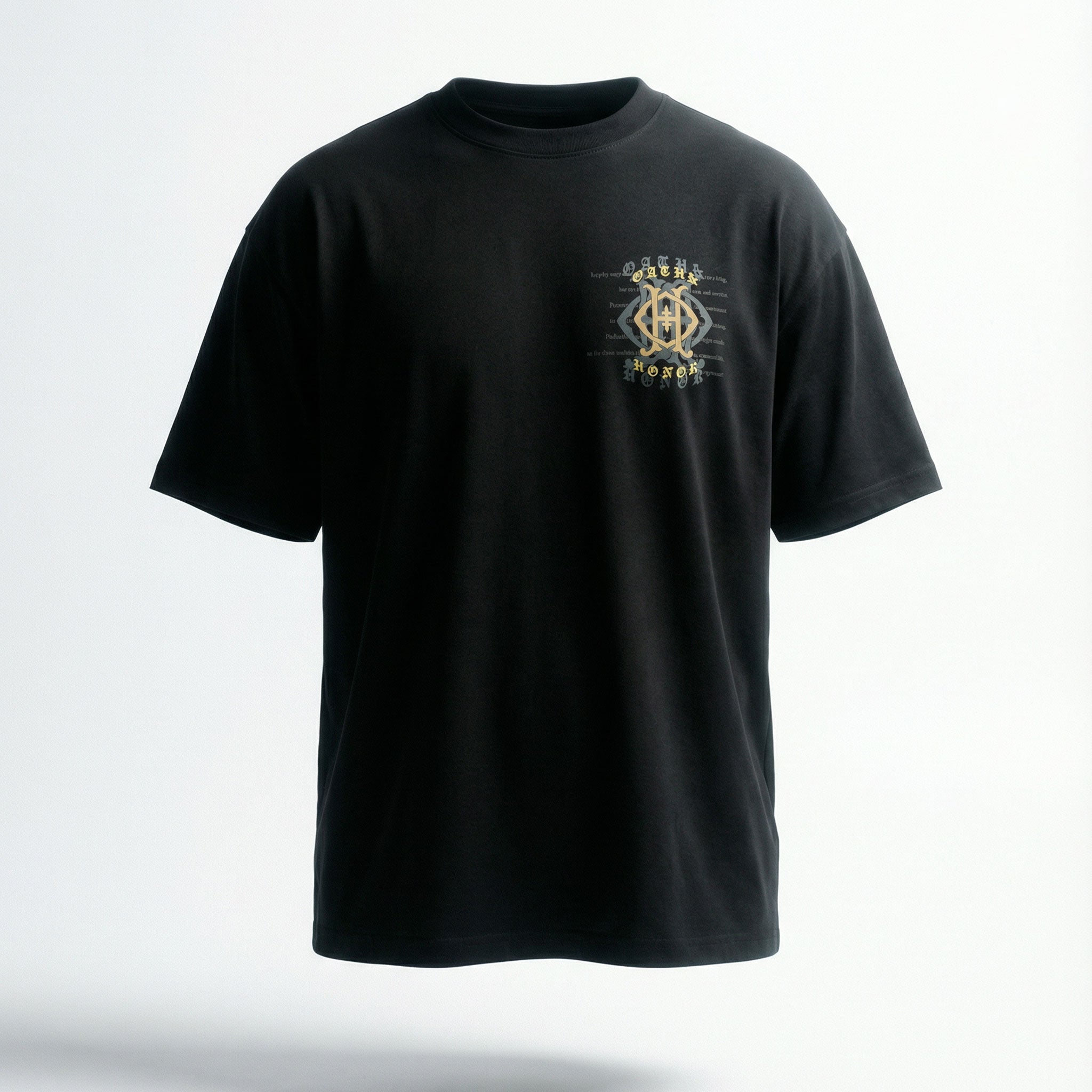 OATH & HONOR W RIZZ SKELETAL KNIGHT CLASSIC OVERSIZED TEE - BLACK