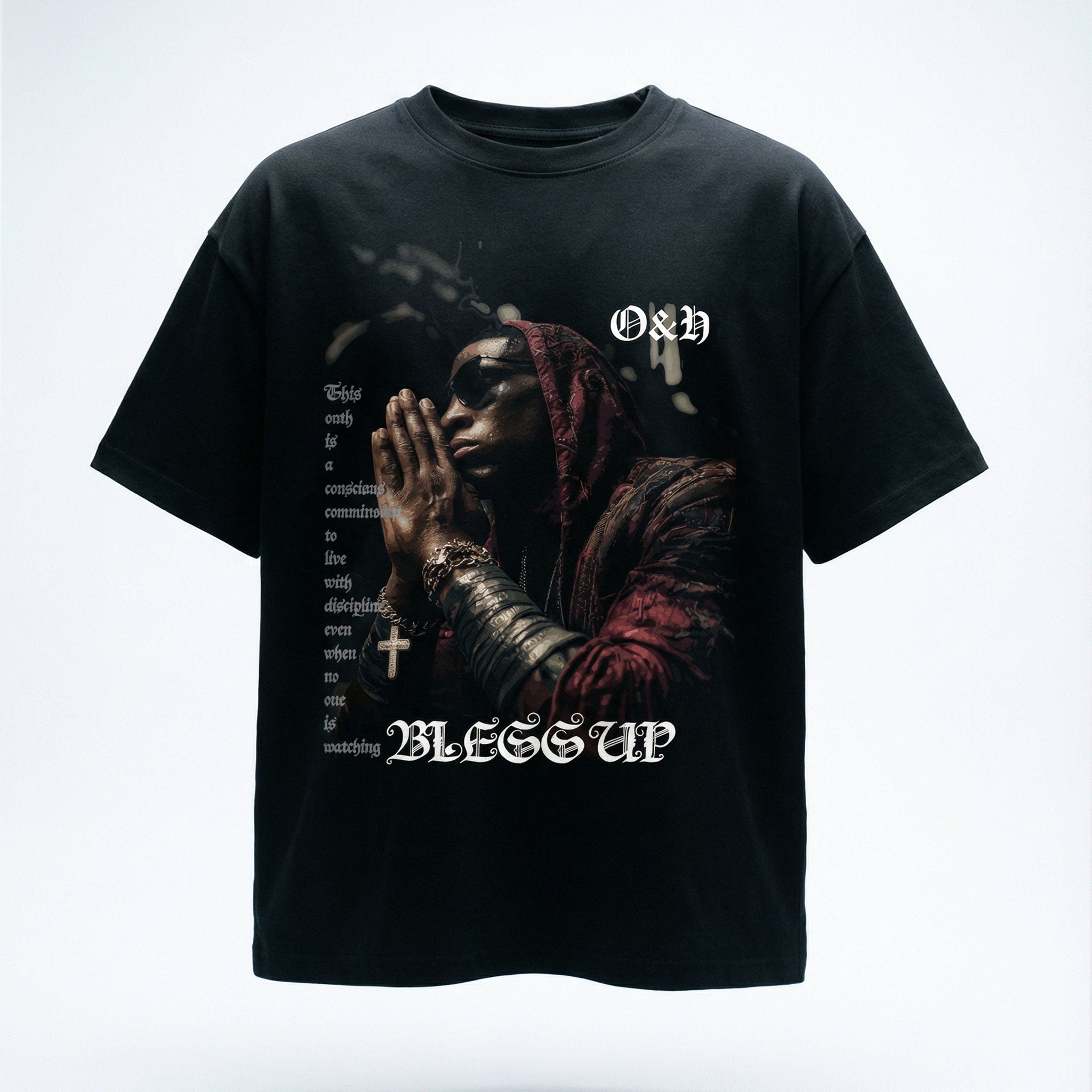 OATH & HONOR BLESS UP CLASSIC OVERSIZED TEE - BLACK