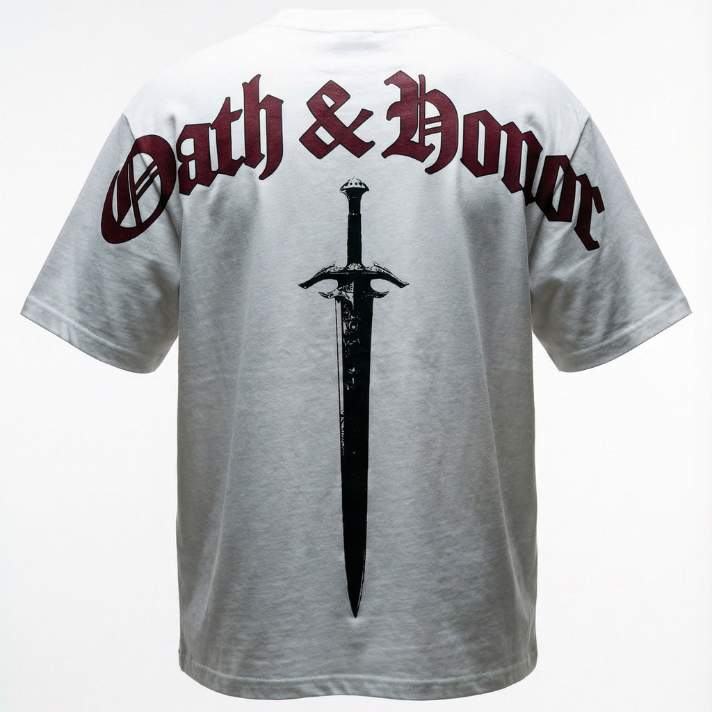 OATH & HONOR ROSES TILL DEATH CLASSIC OVERSIZED TEE - WHITE