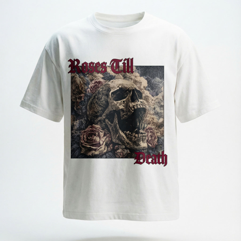 OATH & HONOR ROSES TILL DEATH CLASSIC OVERSIZED TEE - WHITE
