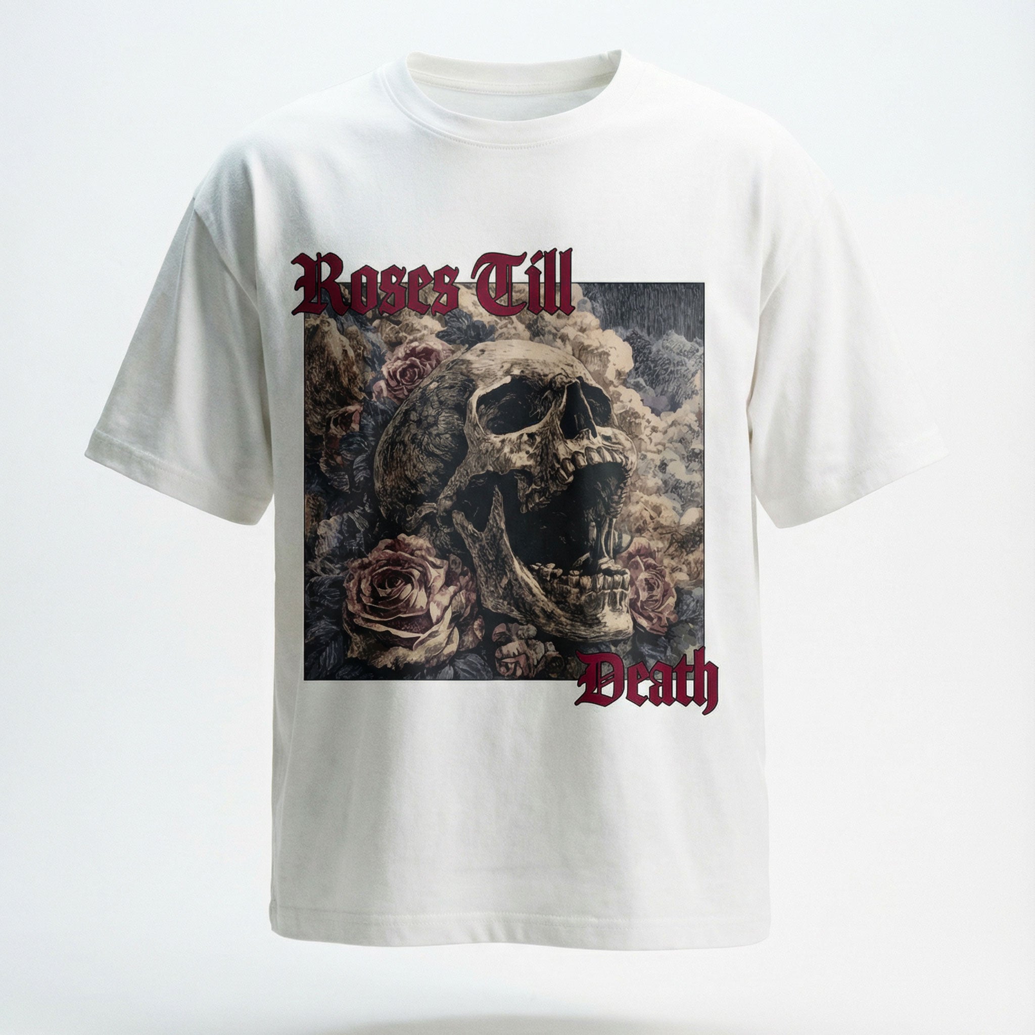 OATH & HONOR ROSES TILL DEATH CLASSIC OVERSIZED TEE - WHITE