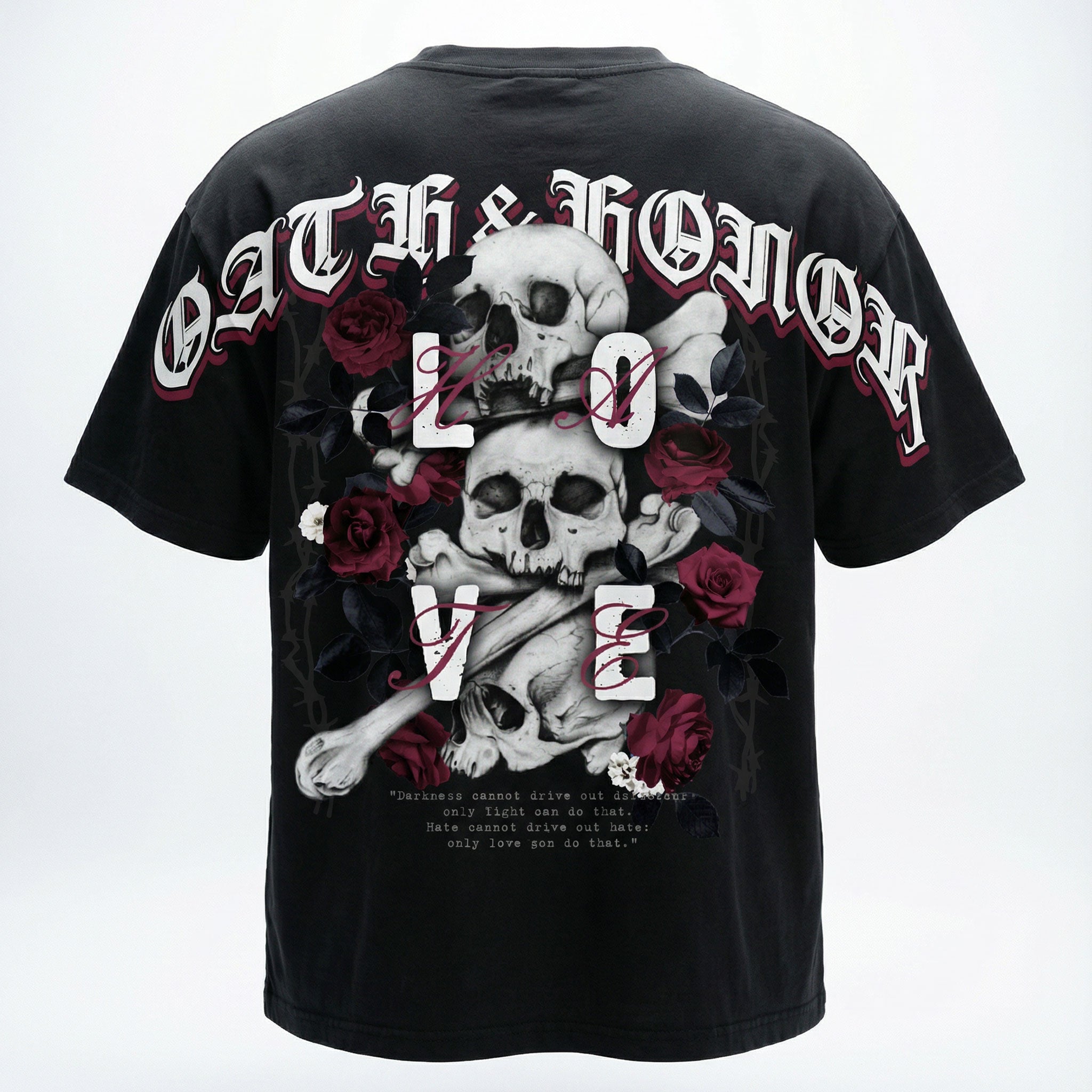 OATH & HONOR LOVE & HATE CLASSIC OVERSIZED TEE - BLACK