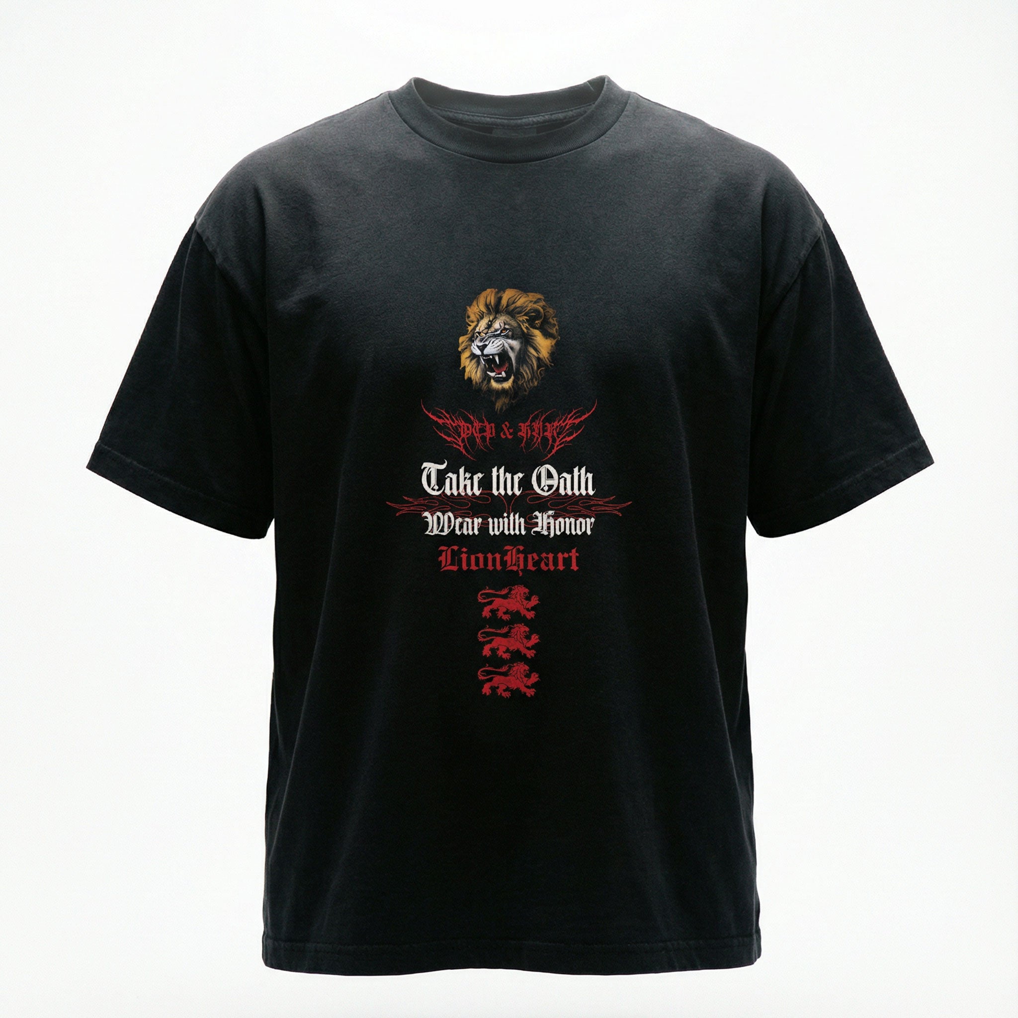 OTH & HNR LION HEART CLASSIC BOXY TEE - BLACK